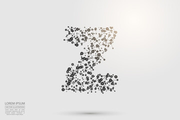 English letters abstract font consists 3d of triangles, lines, dots and connections. Vector illustration EPS 10.