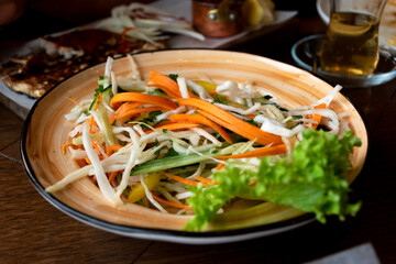Vegetable salad of carrot and cabbage