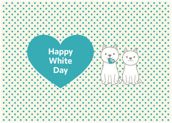 立ち耳犬2匹とホワイトデーのイラスト