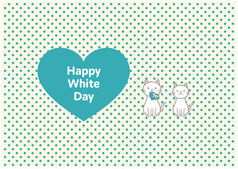 猫2匹とホワイトデーのイラスト