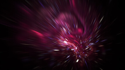 Abstract crimson fireworks. Holiday background with fantastic light effect. Digital fractal art. 3d rendering.