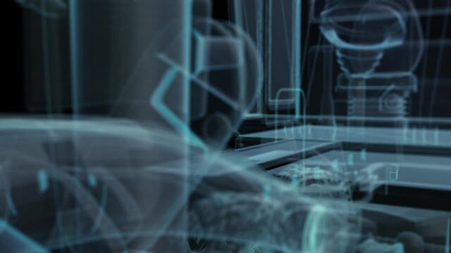 Grader formation from abstract polygonal line 3d model.