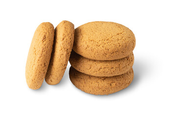 group of oatmeal cookies isolated on white background