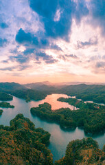 Aerial view of Honghua Lake scenic spot in Huizhou City, Guangdong Province, China