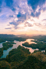 Fototapeta na wymiar Aerial view of Honghua Lake scenic spot in Huizhou City, Guangdong Province, China