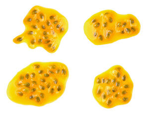 passion fruit seed isolated on white background. Top view