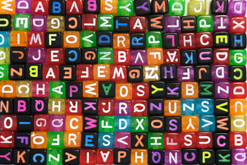 colorful cubes with letters, background