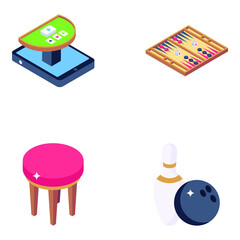 
Pack of Games Isometric Icons
