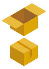 ダンボール箱　アイソメトリックイラスト