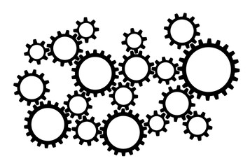 いろいろな歯車の組み合わせ　アイコンイラスト