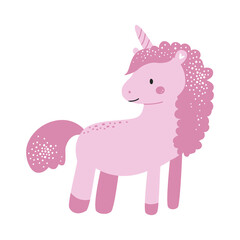 Cute cartoon character unicorn animal. Vector illustration.