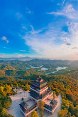 Aerial photos of gaobang mountain and Honghua lake scenic spots in Huizhou city, Guangdong province, China
