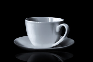 Coffee cup with black background and shadow