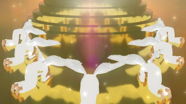 7 angels prostrate before the golden throne of God