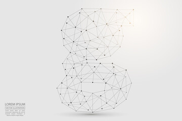 English letters abstract font consists 3d of triangles, lines, dots and connections. Vector illustration EPS 10.