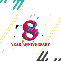 8 Year Anniversary Vector Template Design Illustration