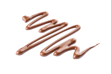 Sweet melted chocolate on white background