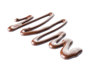 Sweet melted chocolate on white background