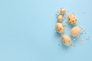 Obraz premium Composition with beautiful Easter eggs on color background