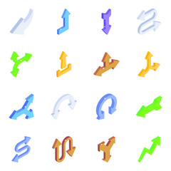 
Isometric Icons of Road Arrows 

