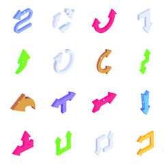 
Isometric Icons of Navigational Arrows 
