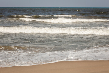 Beautiful view of waves of the Bay of Bengal along Kovalam Beach, Chennai, India