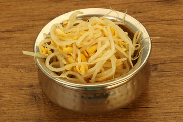 Soy sprout heap in the bowl