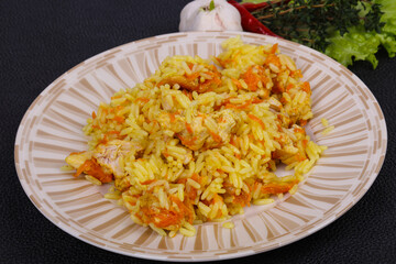 Traditional Pilaf with chicken and carrot