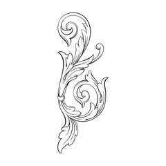 Vintage Baroque Victorian frame border floral ornament leaf scroll engraved retro flower pattern decorative design tattoo black and white Japanese filigree calligraphic vector heraldic swirl