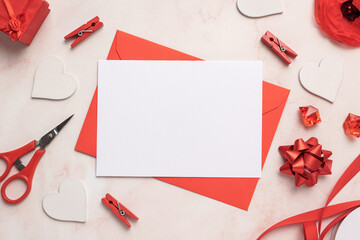 Romantic Card with Envelope Mockup Blank