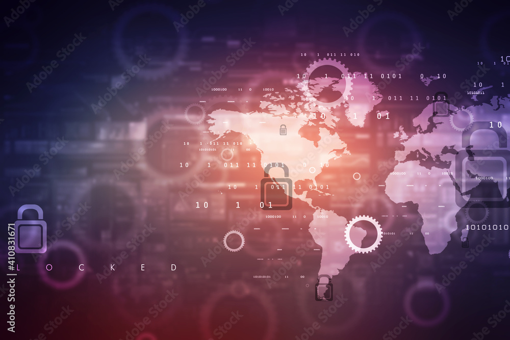 Poster cyber security and information or network protection. future cyber technology web services for busin