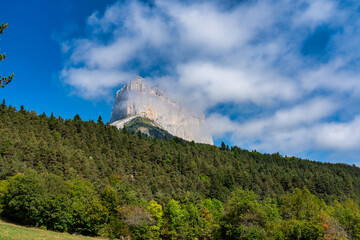 Mont Aiguille in the French Vercors mountains in France