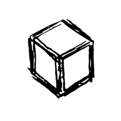 Isometric cube drawing, vector design element, frame icon 