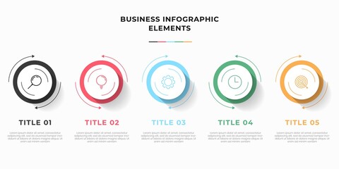 Presentation business infographic template with 3 options or steps. Modern infographic design template. Creative concept of five stages of business project