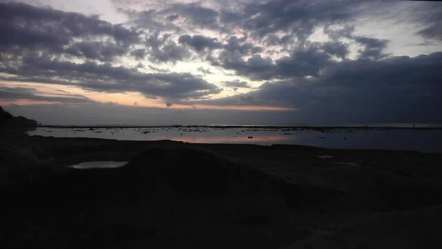 Time Lapse clouds in Bali beach at dusk