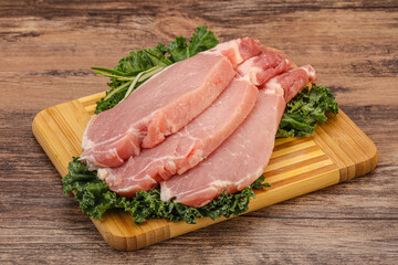 Raw pork steak for cooking