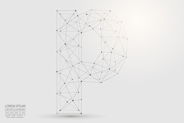 English letters abstract font consists 3d of triangles, lines, dots and connections. Vector illustration EPS 10.