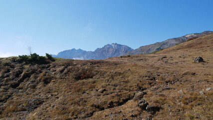 mountain view beyond the hill at Hakuba, Japan, early autumn