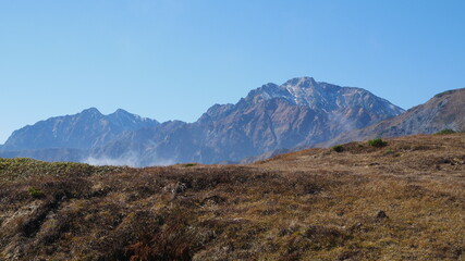 mountain view and hill at Hakuba, Japan, early autumn