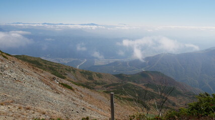 floating clouds under the view at Hakuba, Japan, early autumn