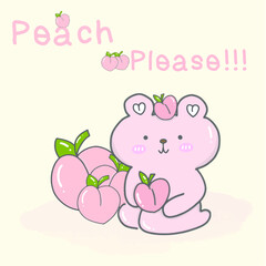 Cute pink bear with peach