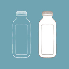Plastic bottle mockup.  Vector illustration of package for liquid. Line design icon.