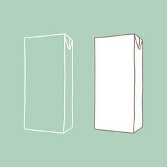 Blank Carton Juice  milk pack. Outline vector realistic. Clean empty carton for new design. 