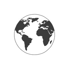Linear earth silhouette. Globe. Planet Earth. Vector illustration. 
