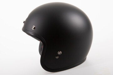 Open face motorcycle helmet black vintage for retro motorbike