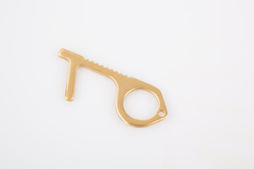 Brass opener key grip open doors and press buttons without touching protection no-touch...