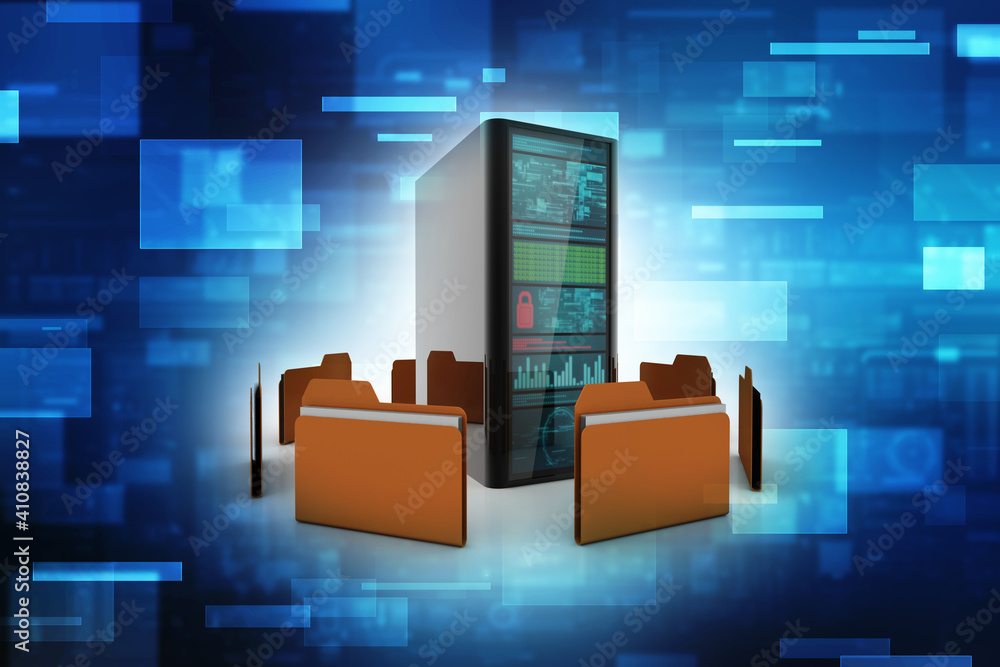 Poster 3d illustration of data networking on abstract technology background