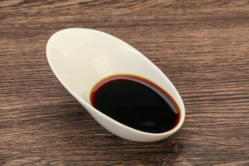 Asian soya sauce in the bowl