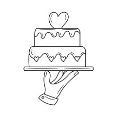 Wedding Cake vector illustration, isolated  linear style pictogram