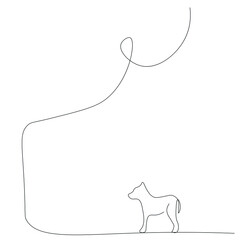 Dog animal line drawing, vector illustration